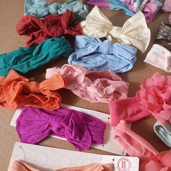 Lot of 25 Baby Headbands Bows Polka Dot Leopard Floral Stretchy Toddler - Picture 4 of 4